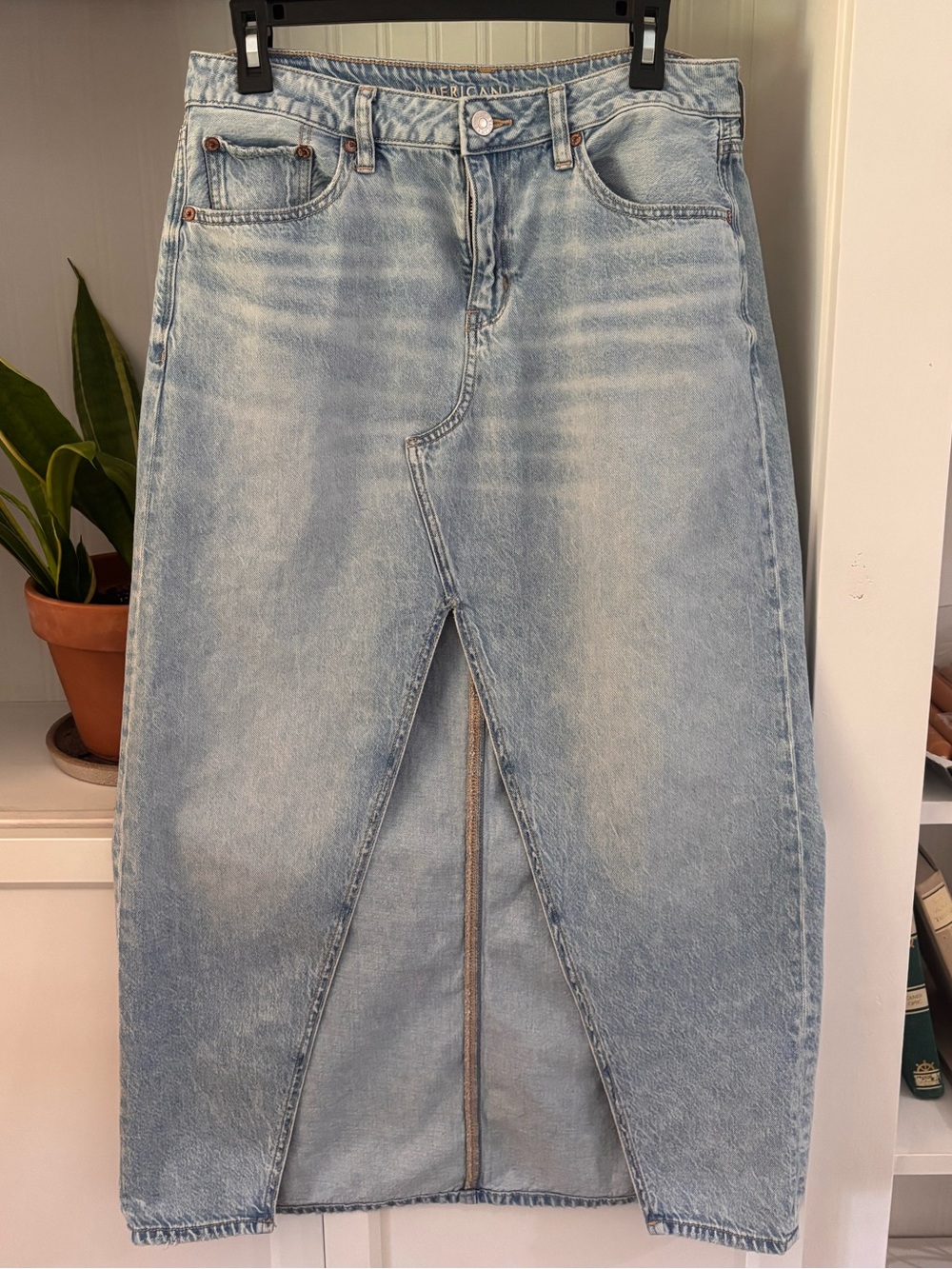 American Eagle Low Rise Denim Maxi Skirt